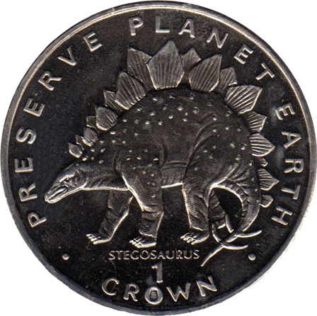 Gibraltar 1 Crown - Elizabeth II Stegosaurus reverse