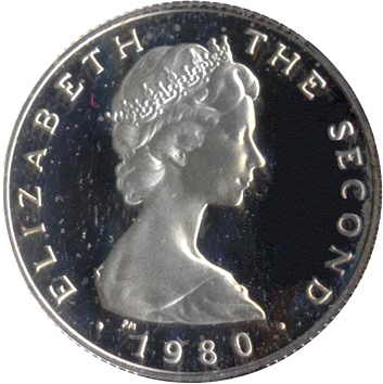 Isle of Man 1 Pound - Elizabeth II Triskelion on map; 500 Silver obverse