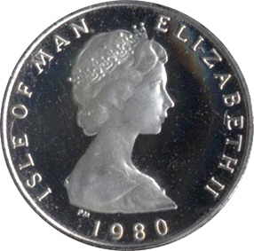 Isle of Man ½ Penny - Elizabeth II Stylized herring; Silver 12ct obverse
