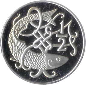 Isle of Man ½ Penny - Elizabeth II Stylized herring; Silver 12ct