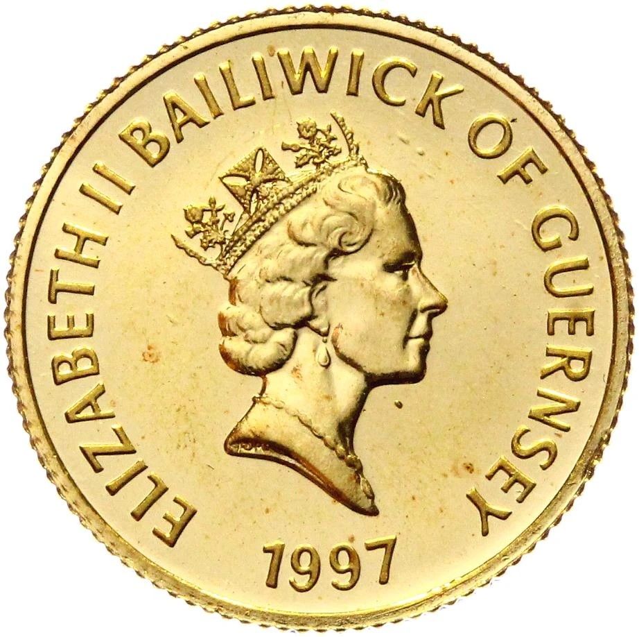 Guernsey 5 Pounds - Elizabeth II Golden Wedding - Gold obverse