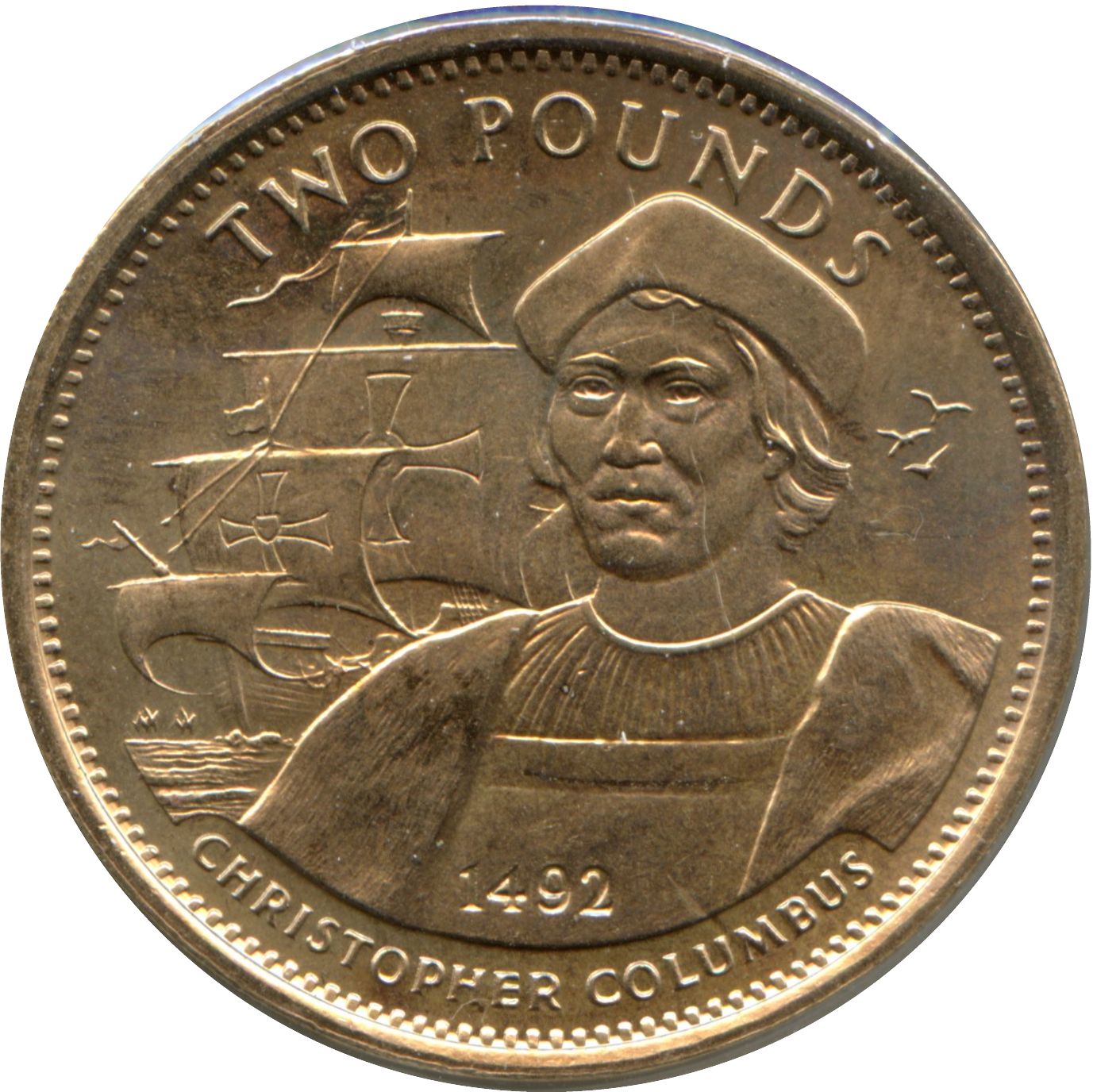 Gibraltar 2 Pounds - Elizabeth II Christopher Columbus reverse