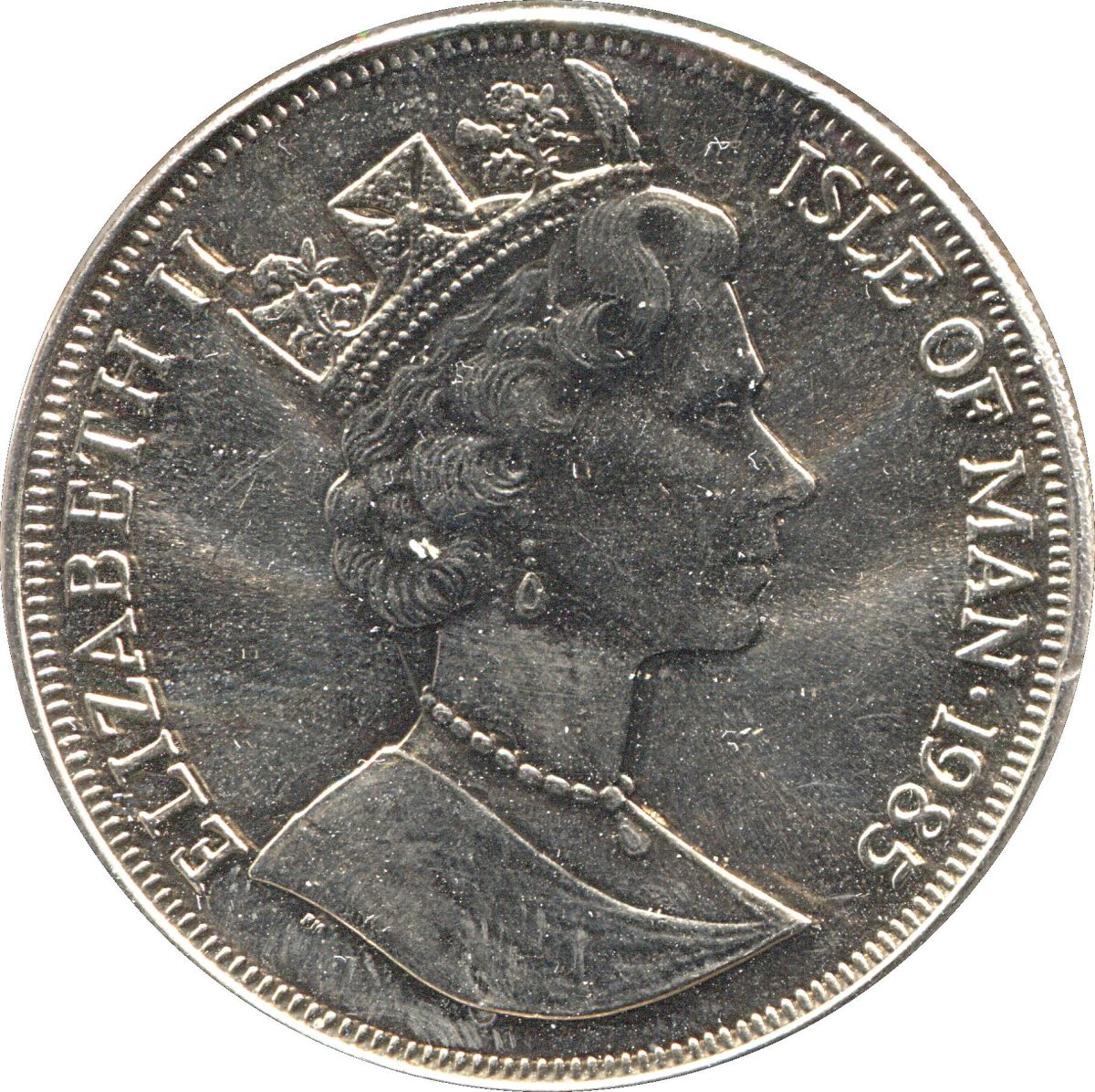 Isle of Man 1 Crown - Elizabeth II Queen Mother obverse