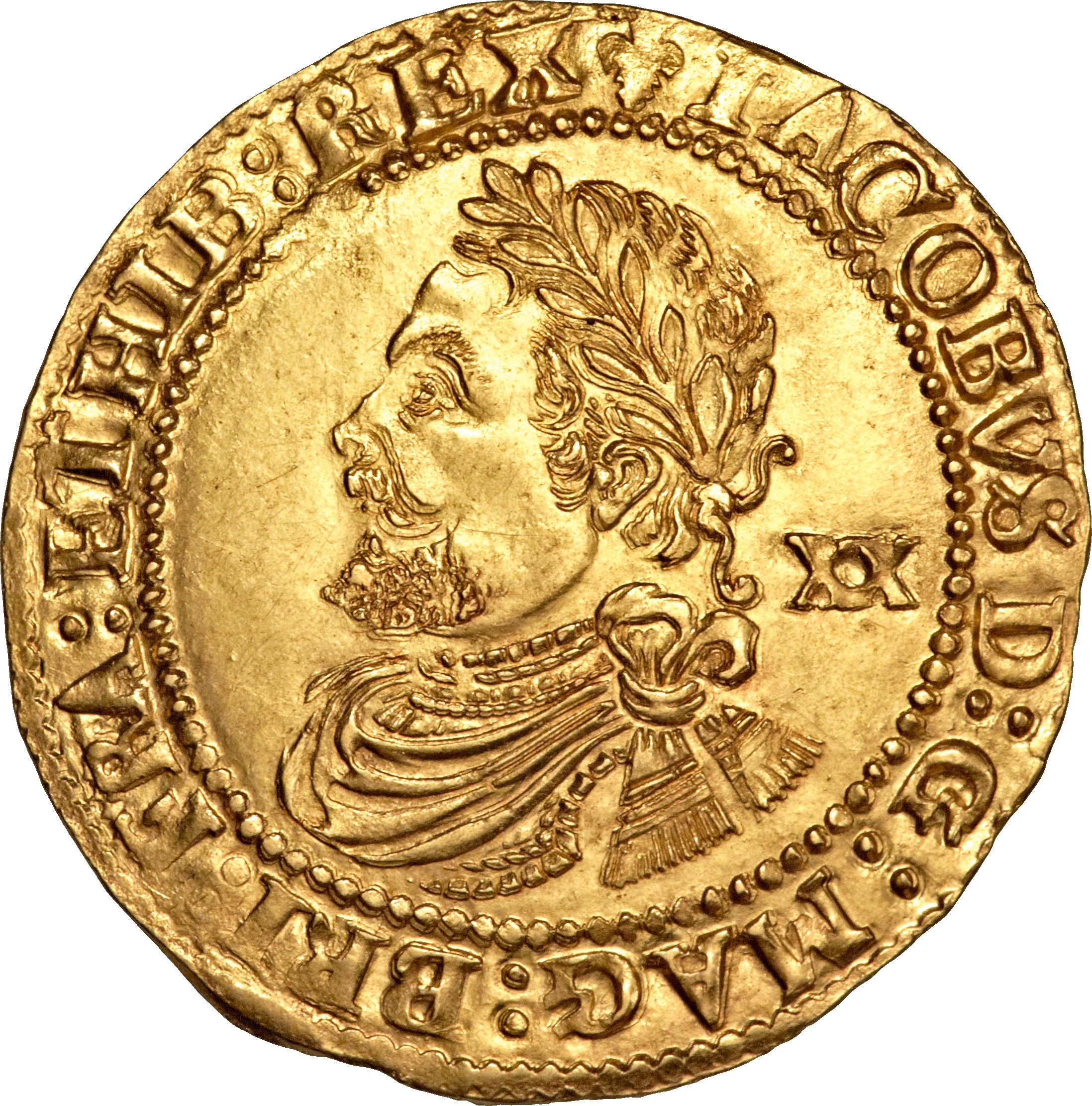 1 Laurel - James I 3rd coinage obverse