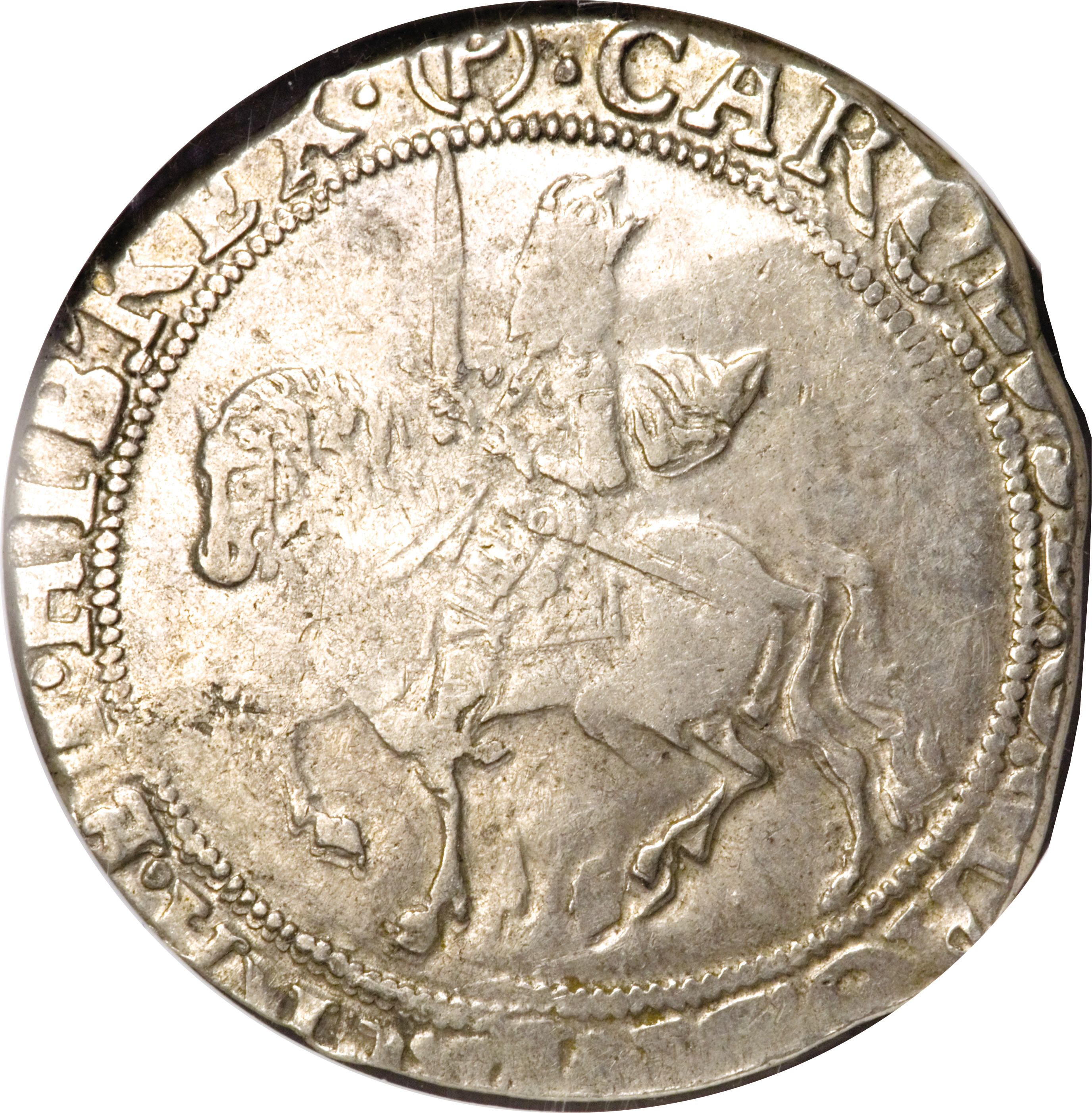 ½ Crown - Charles I Tower; Parliament obverse