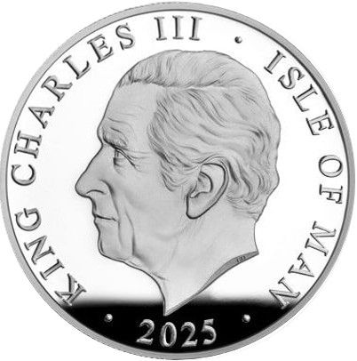 Isle of Man 5 Pounds - Charles III Lion of England; Silver Proof obverse