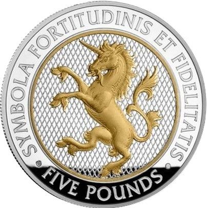 Isle of Man 5 Pounds - Charles III Unicorn of Scotland; Silver Proof