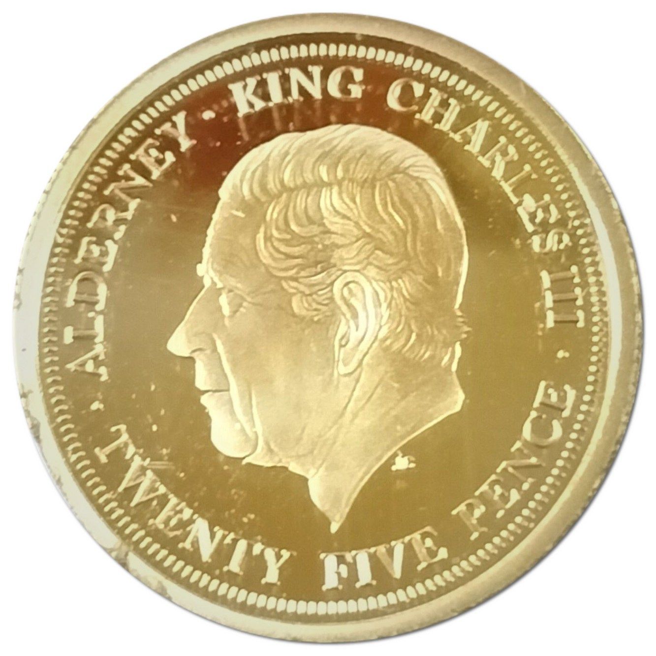 Alderney 25 Pence - Charles III Queen Elizabeth II Centenary - Monogram obverse