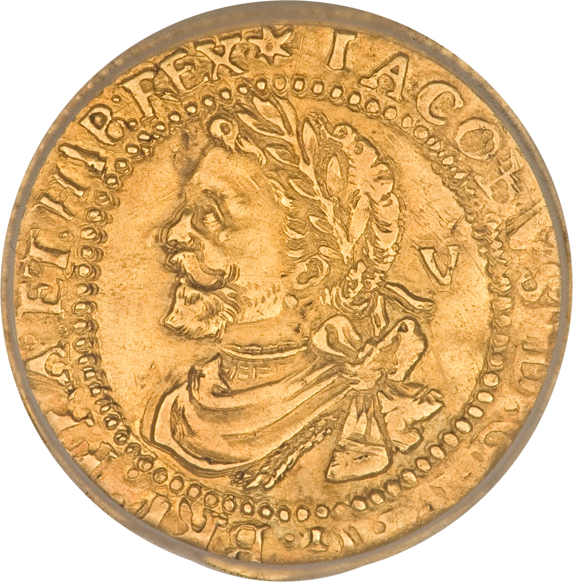 ¼ Laurel - James I 3rd coinage; 2nd bust obverse
