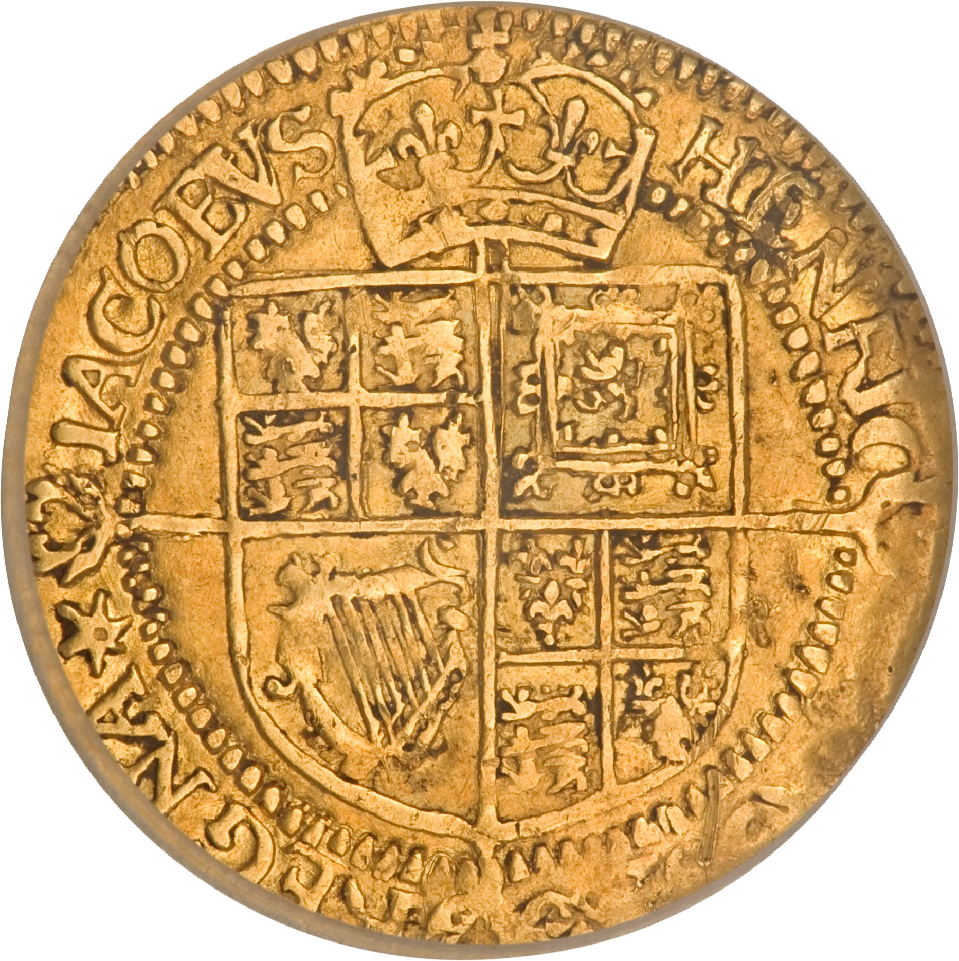 ¼ Laurel - James I 3rd coinage; 2nd bust reverse