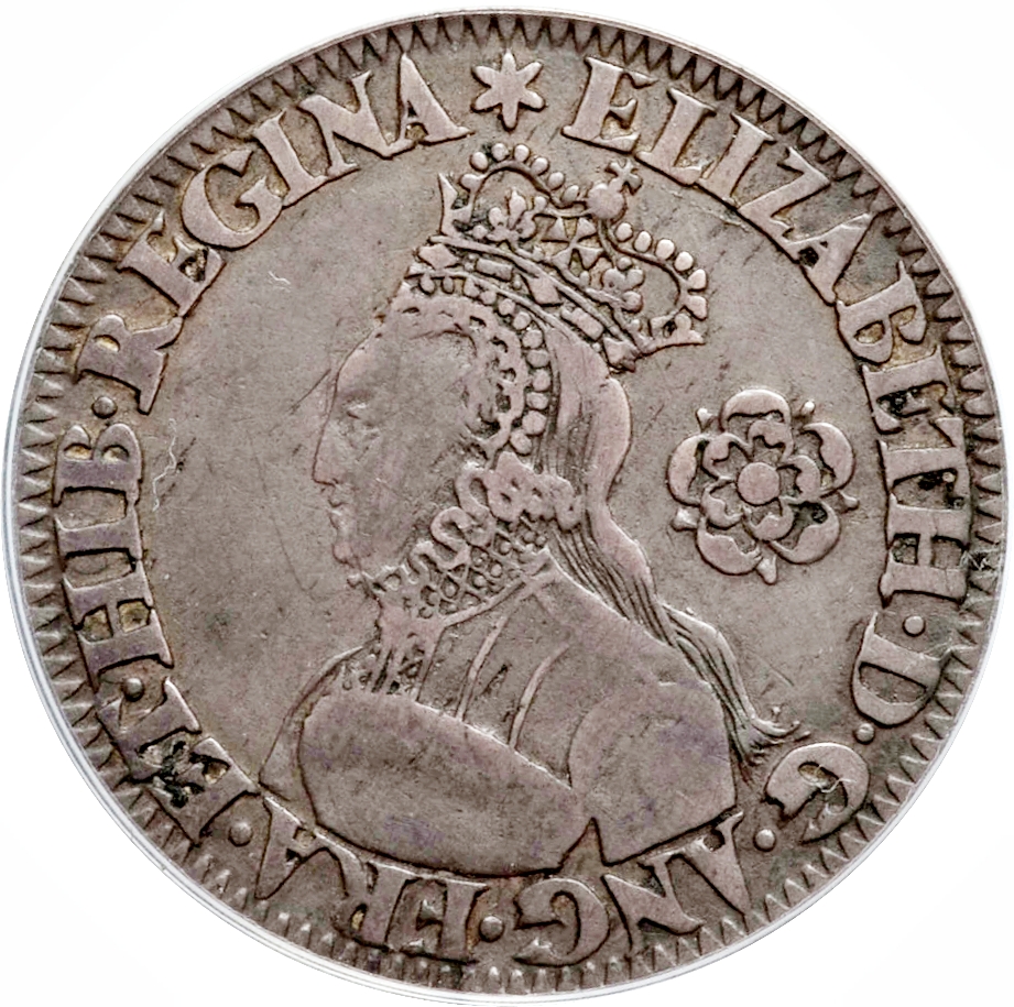 6 Pence - Elizabeth I Milled issue; Large rose obverse