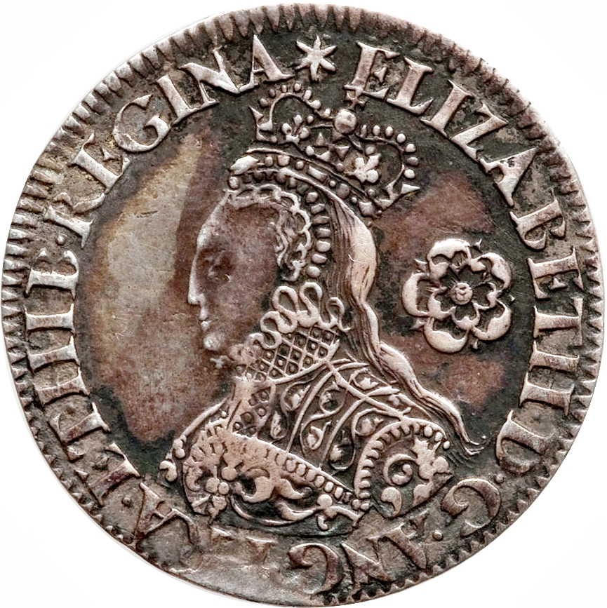 6 Pence - Elizabeth I Milled issue; Large rose obverse
