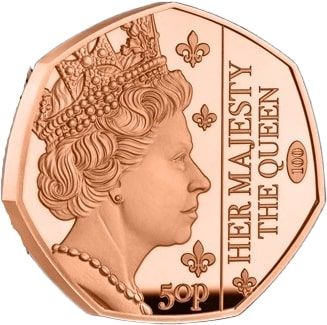 Guernsey 50 Pence - Charles III Queen Titles - Her Majesty The Queen; Gold Proof reverse