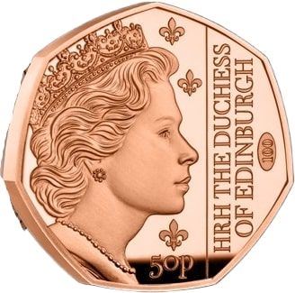 Guernsey 50 Pence - Charles III Queen Titles - HRH The Duchess of Edinburgh; Gold Proof reverse