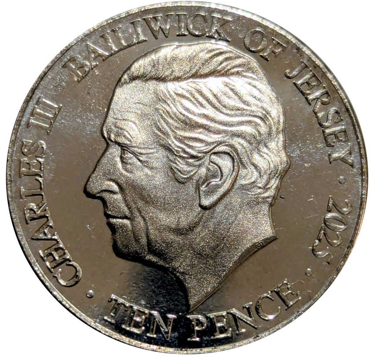 Jersey 10 Pence - Charles III King George V obverse