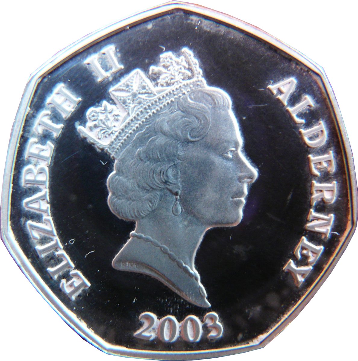 Alderney 50 Pence - Elizabeth II Coronation Jubilee obverse