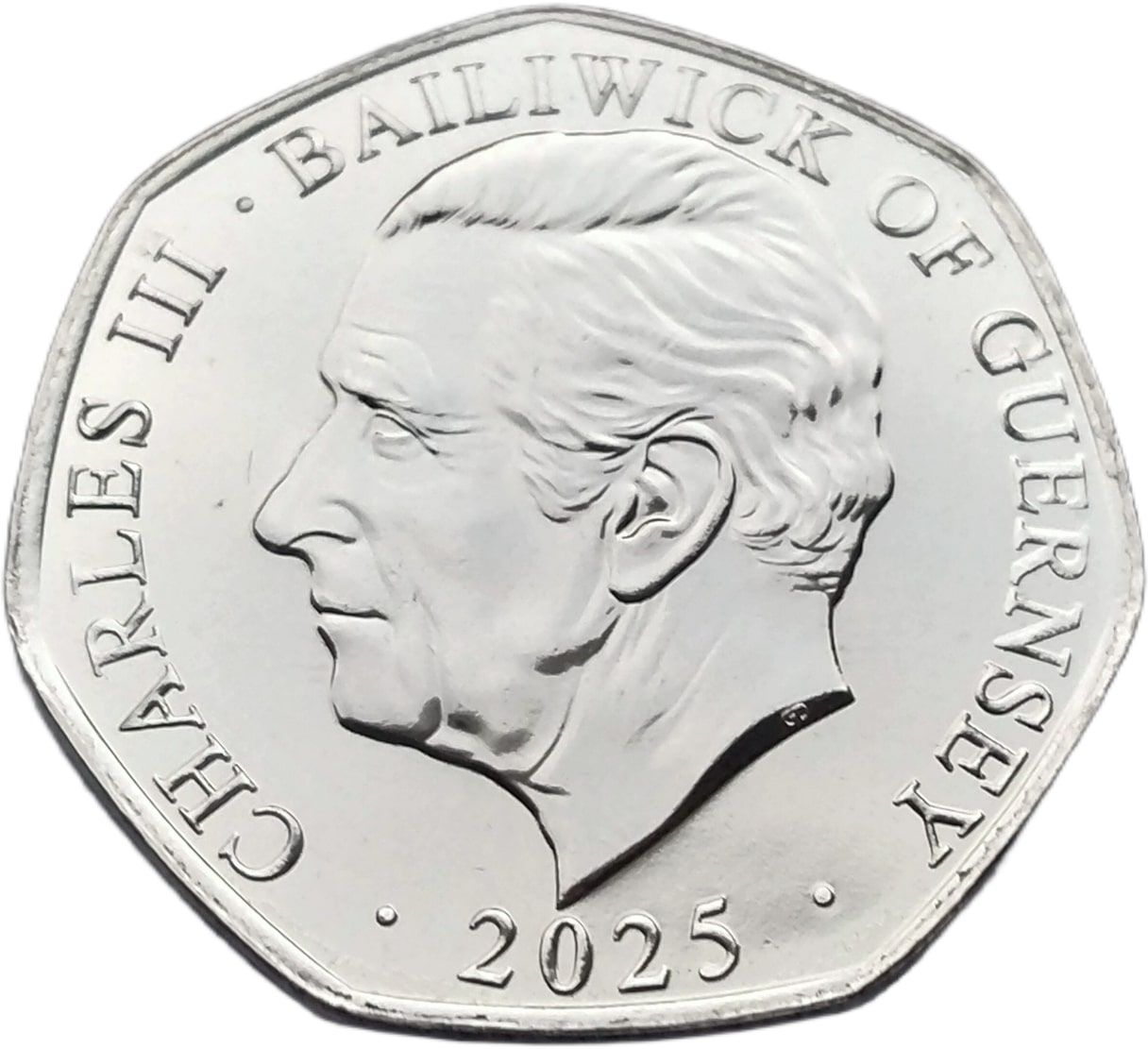 Guernsey 50 Pence - Charles III Battle of Britain - Eric Lock obverse