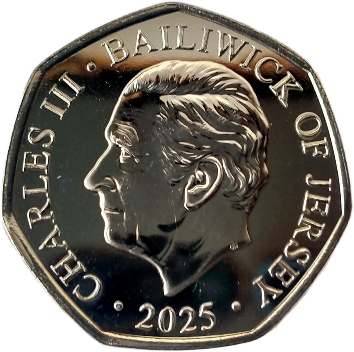 Jersey 50 Pence - Charles III Battle of Britain - Spitfire Summer obverse