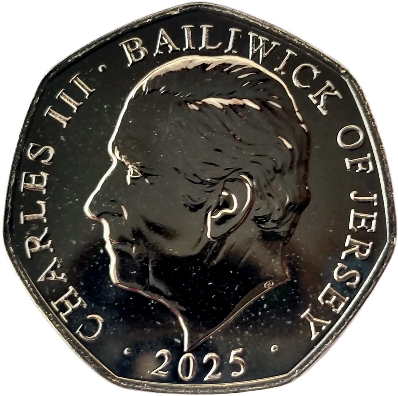 Jersey 50 Pence - Charles III Battle of Britain - WAAF Plotters obverse
