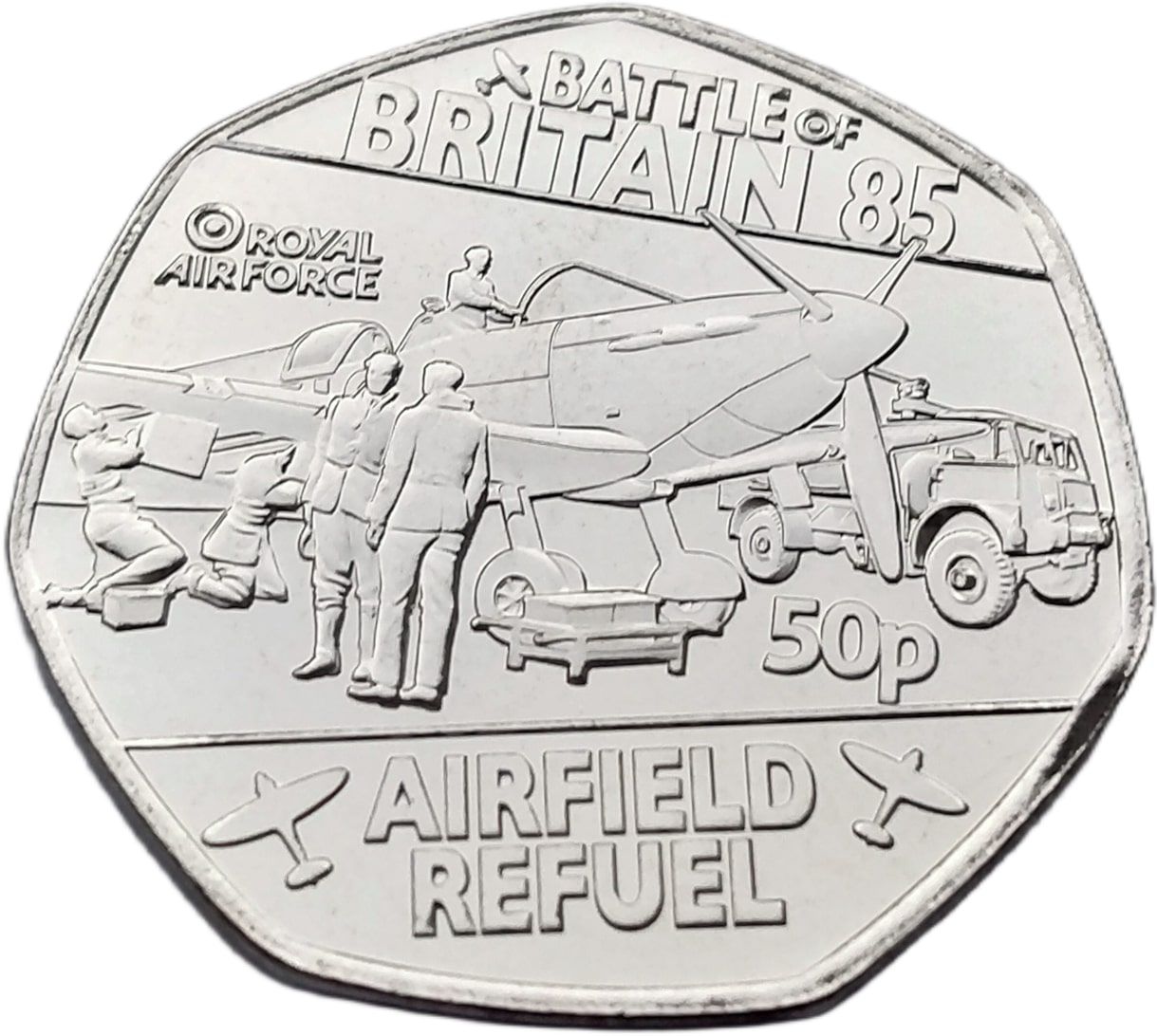 Jersey 50 Pence - Charles III Battle of Britain - Airfield Refuel