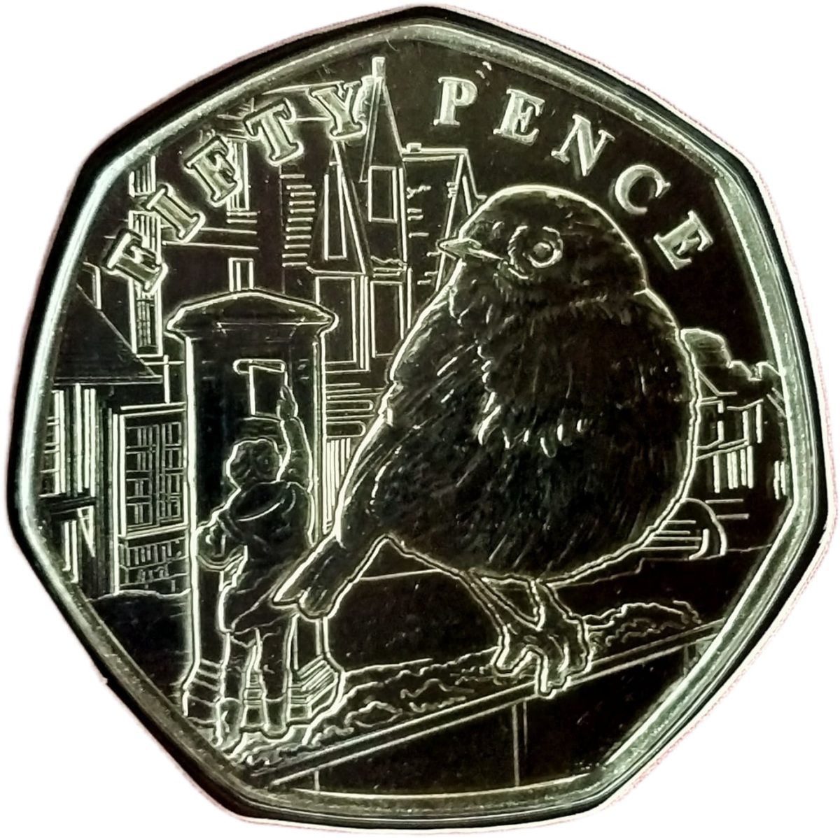 Guernsey 50 Pence - Charles III A Robin on a Fence