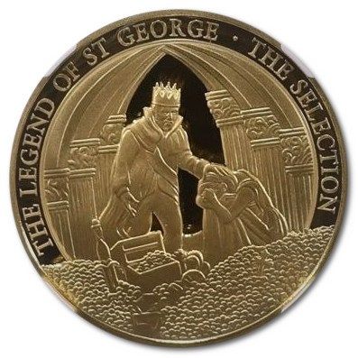 Gibraltar 5 Pounds - Elizabeth II The Legend of Saint George - The Selection; Gold