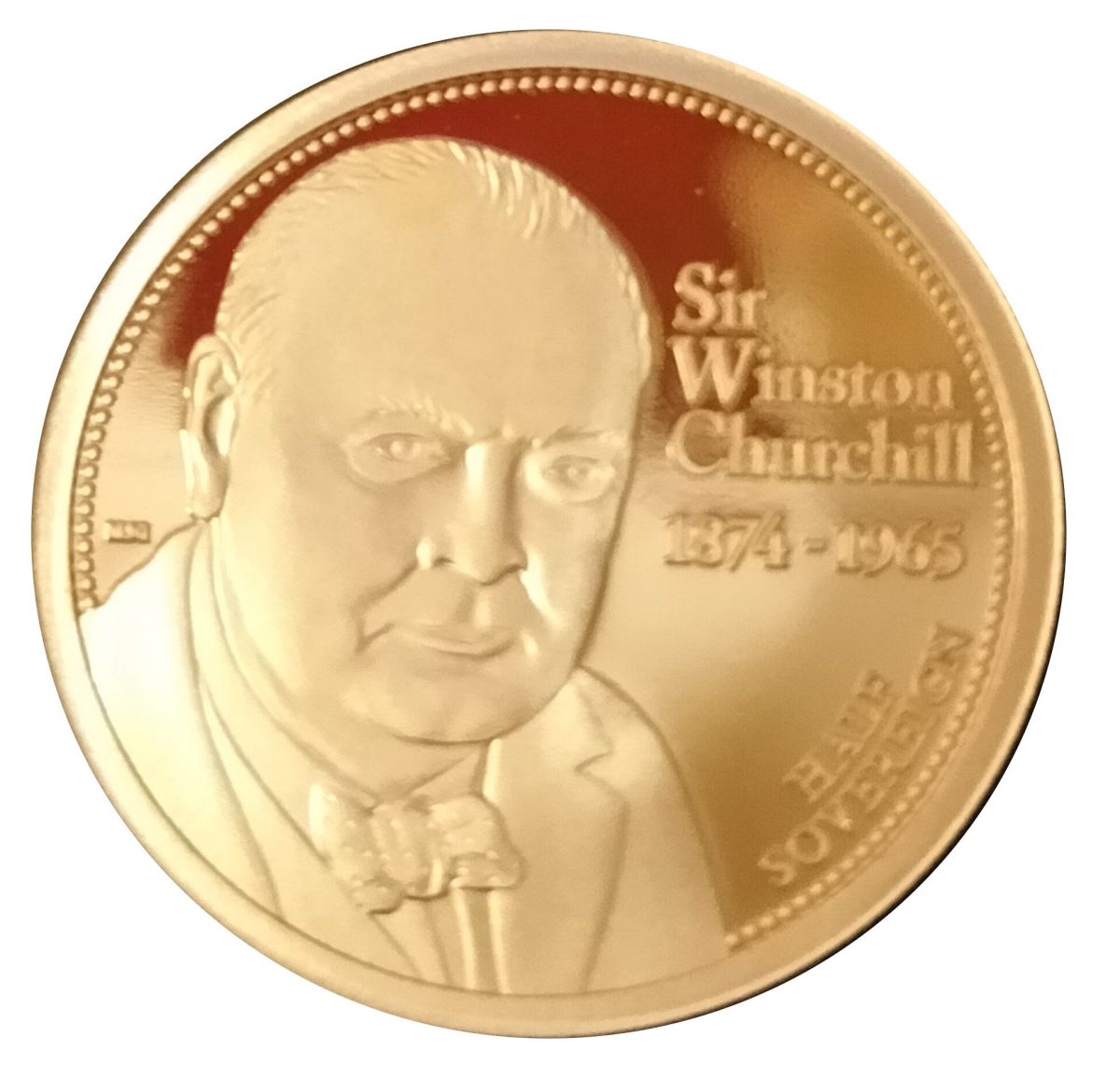 Ascension Island ½ Sovereign - Charles III Winston Churchill; gold Sovereign reverse
