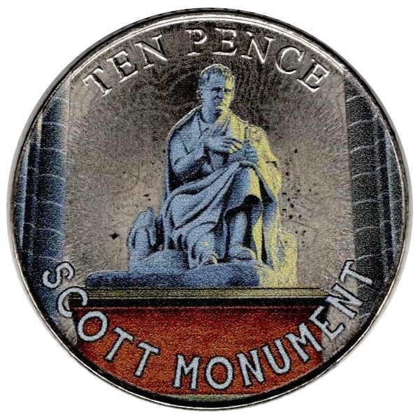 Isle of Man 10 Pence - Charles III Scott Monument reverse