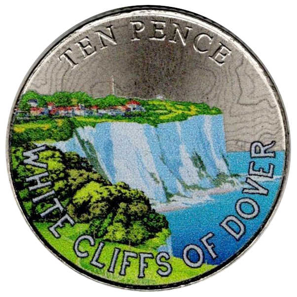 Isle of Man 10 Pence - Charles III White Cliffs of Dover reverse