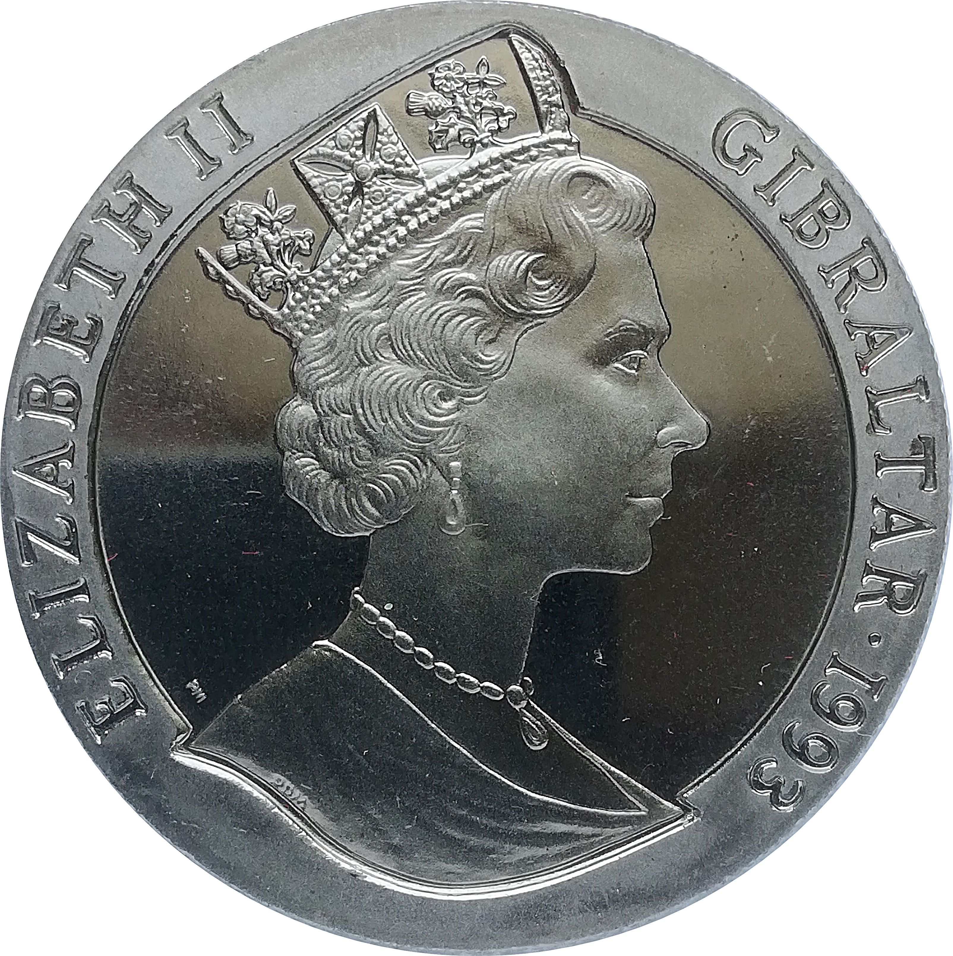 Gibraltar 1 Crown - Elizabeth II USS Weehawken obverse