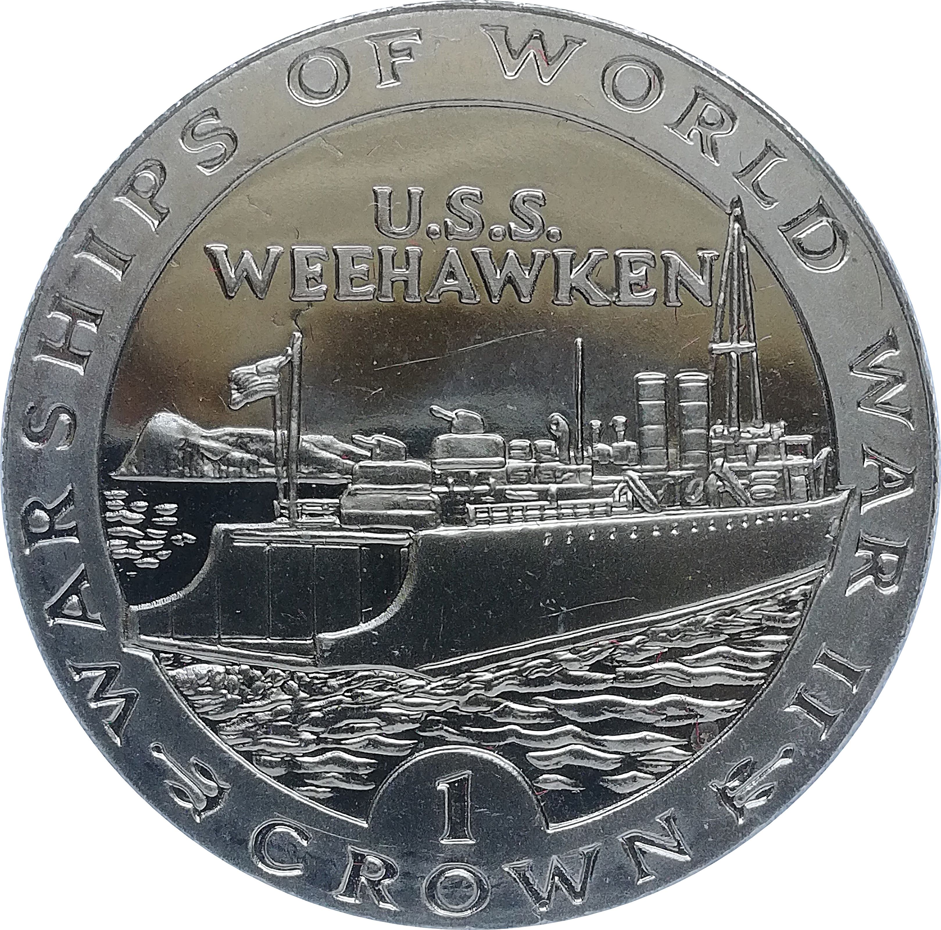 Gibraltar 1 Crown - Elizabeth II USS Weehawken reverse