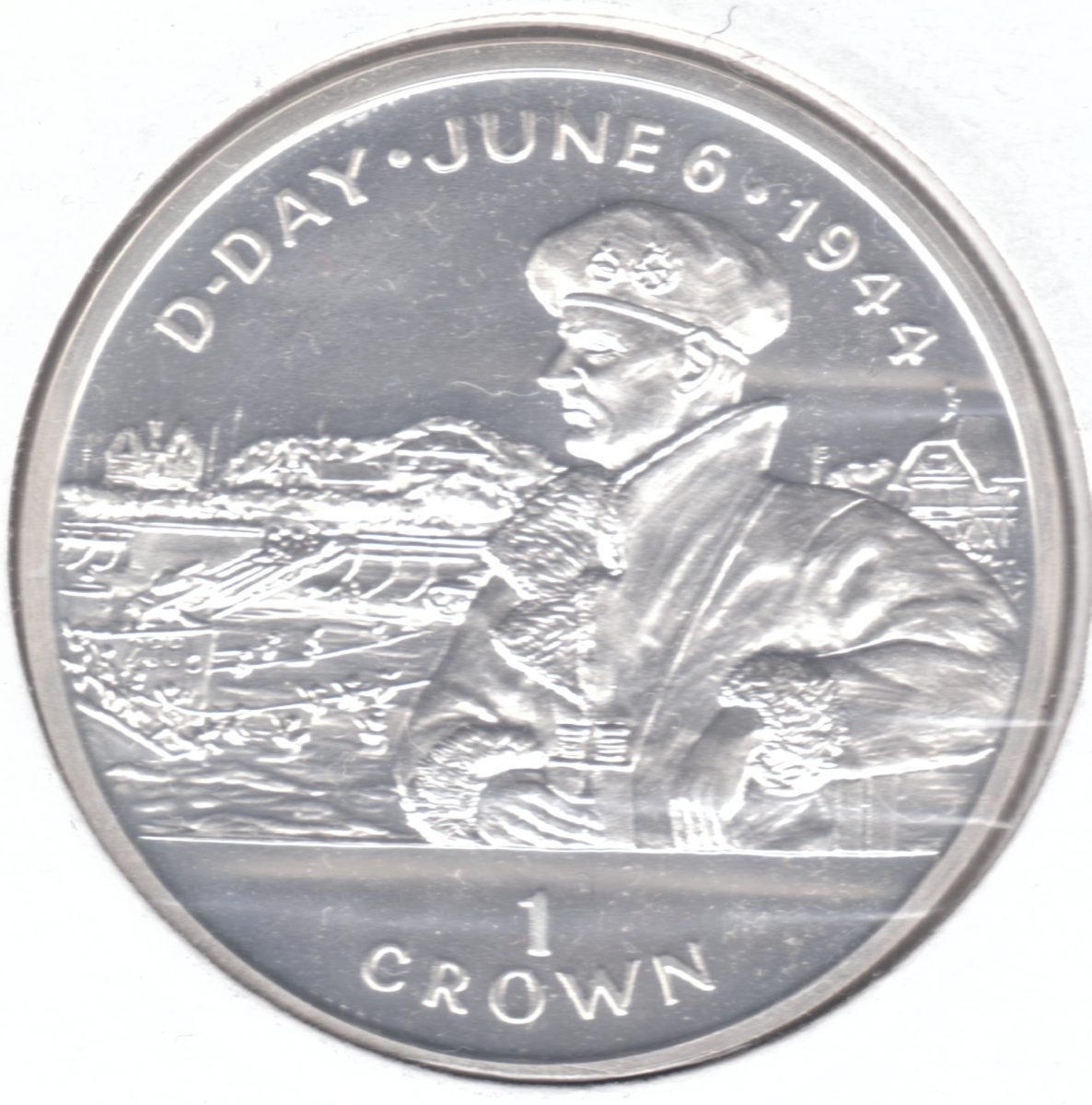 Isle of Man 1 Crown - Elizabeth II D-Day - Montgomery; Silver Proof reverse
