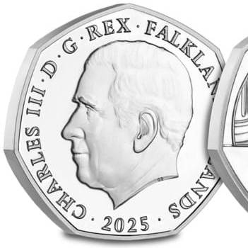 Falkland Islands 50 Pence - Charles III Central Balcony obverse