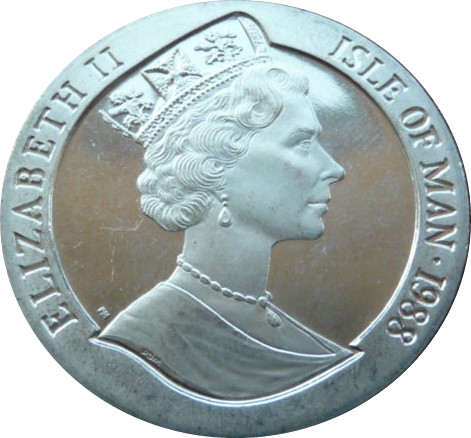 Isle of Man 1 Crown - Elizabeth II Bicentenary of Australia - Tasmanian Devil obverse