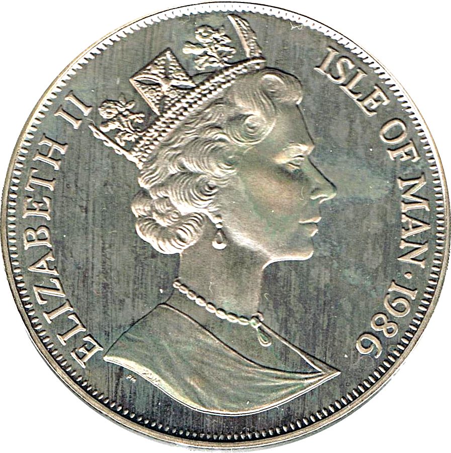 Isle of Man 1 Crown - Elizabeth II World Cup Mexico - Player Scoring obverse