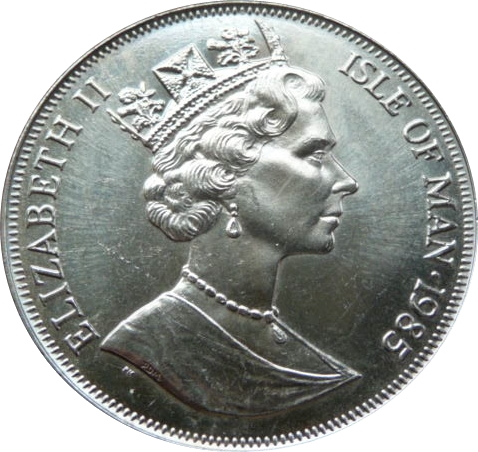 Isle of Man 1 Crown - Elizabeth II Queen Mother as a young girl obverse