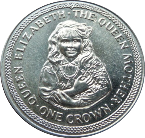 Isle of Man 1 Crown - Elizabeth II Queen Mother as a young girl