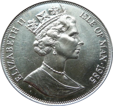 Isle of Man 1 Crown - Elizabeth II Queen Mother with daughters obverse