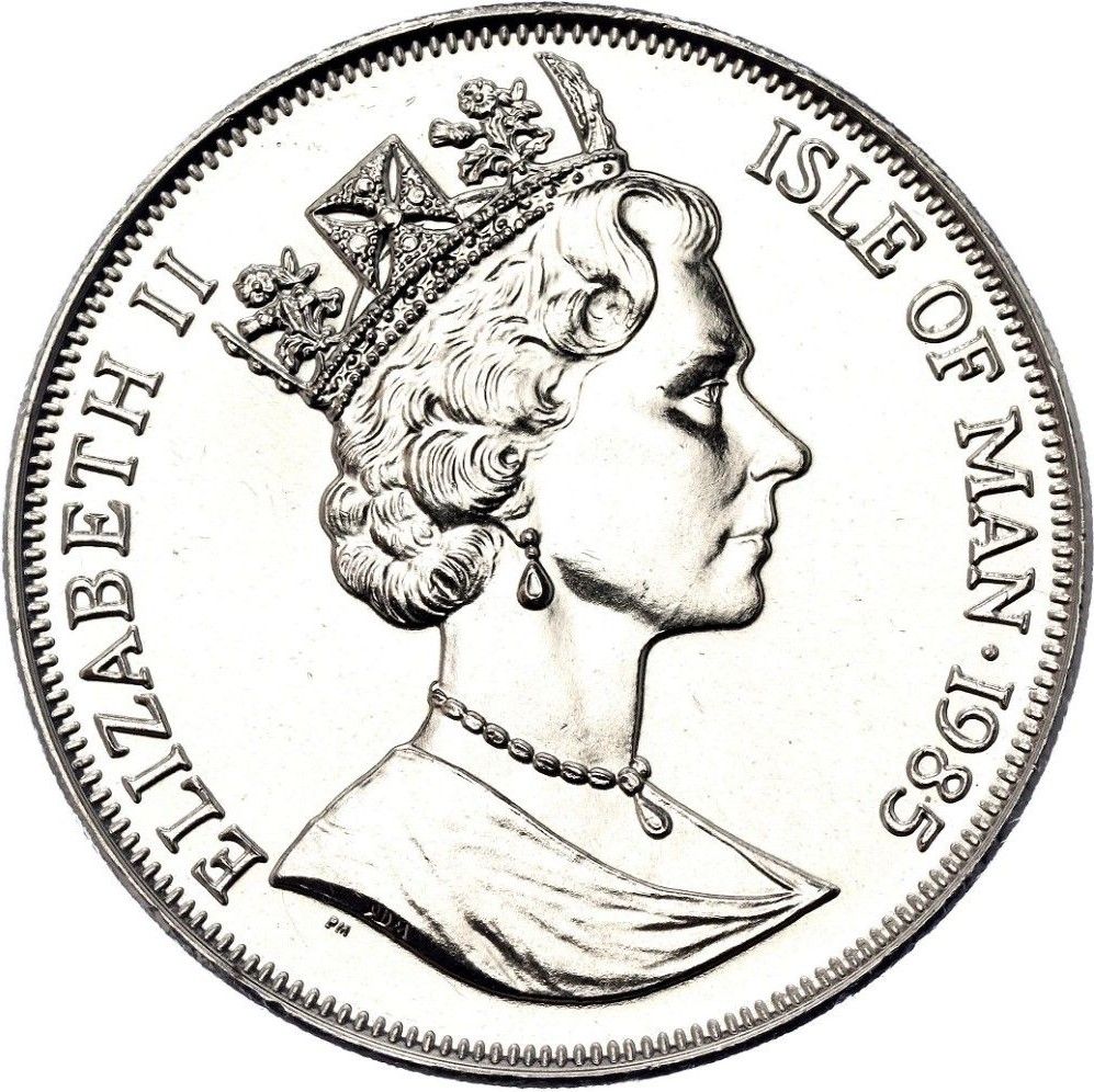 Isle of Man 1 Crown - Elizabeth II Queen Mother and Princess Elizabeth obverse