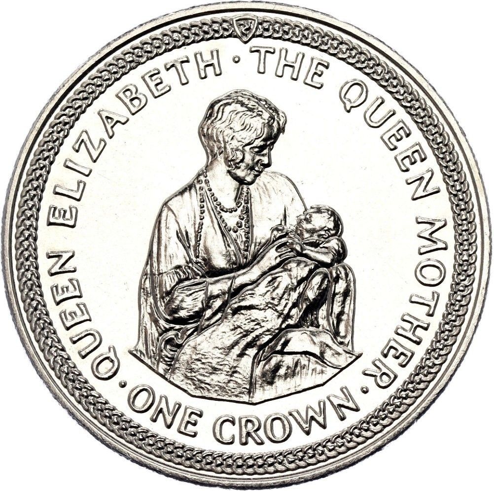 Isle of Man 1 Crown - Elizabeth II Queen Mother and Princess Elizabeth