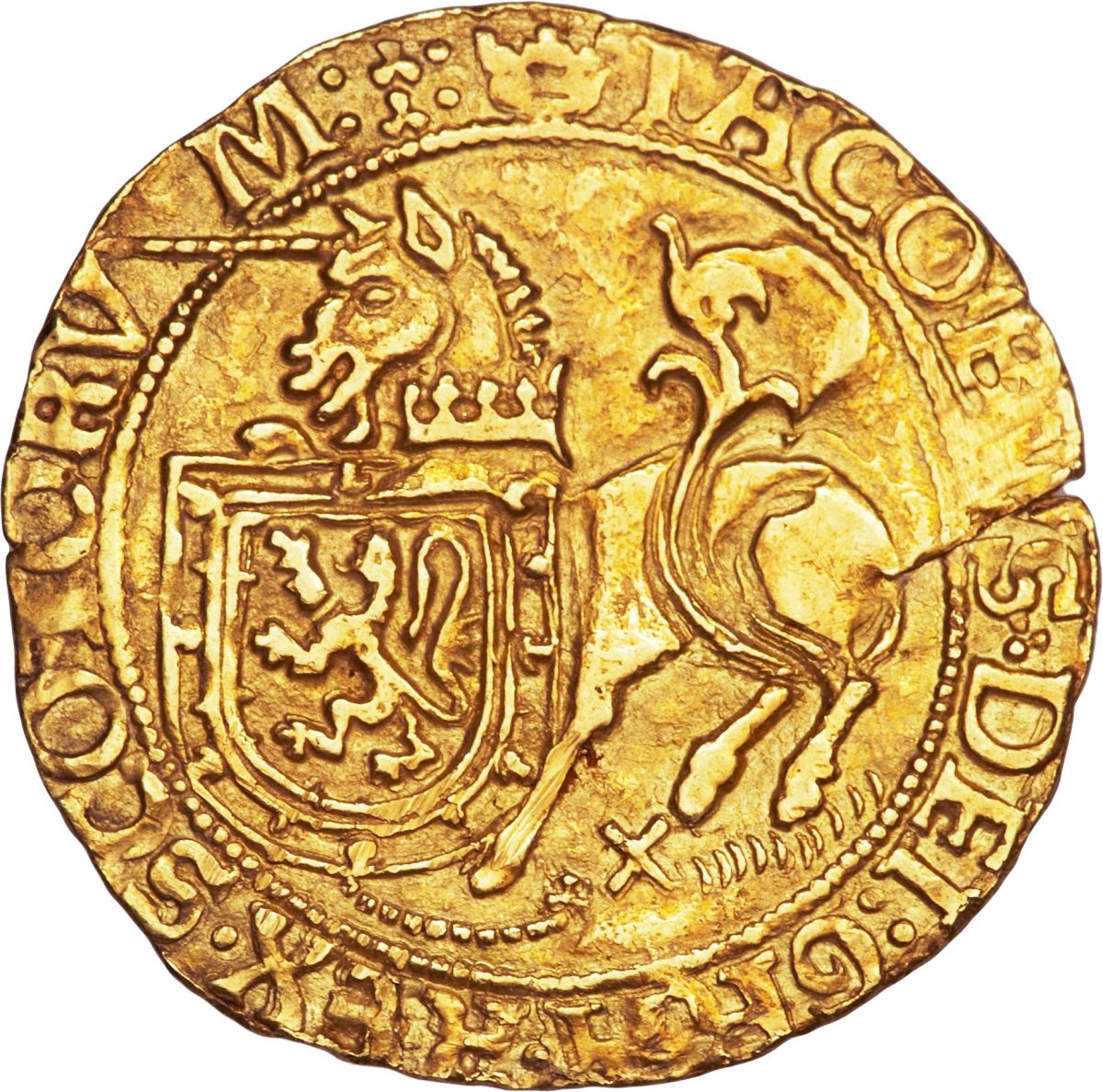 Scotland 1 Unicorn - James V 1st Coinage, Countermarked obverse