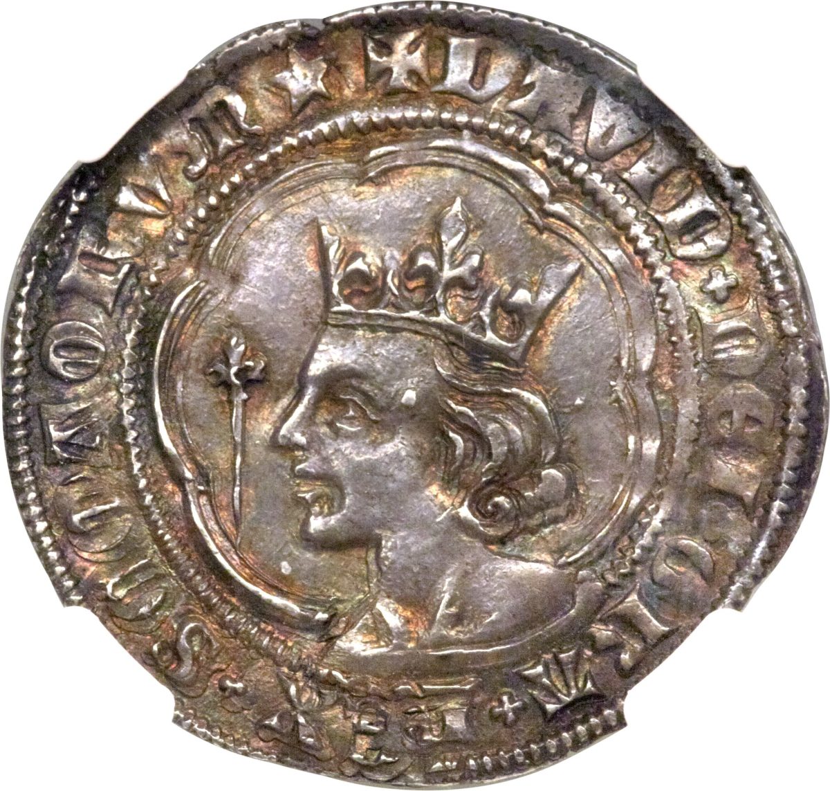Scotland 1 Groat - David II 2nd Coinage, Class A obverse