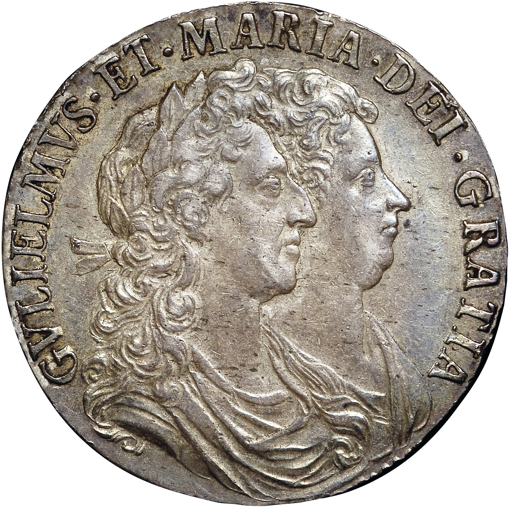 ½ Crown - William and Mary 1st busts; 2nd shield obverse