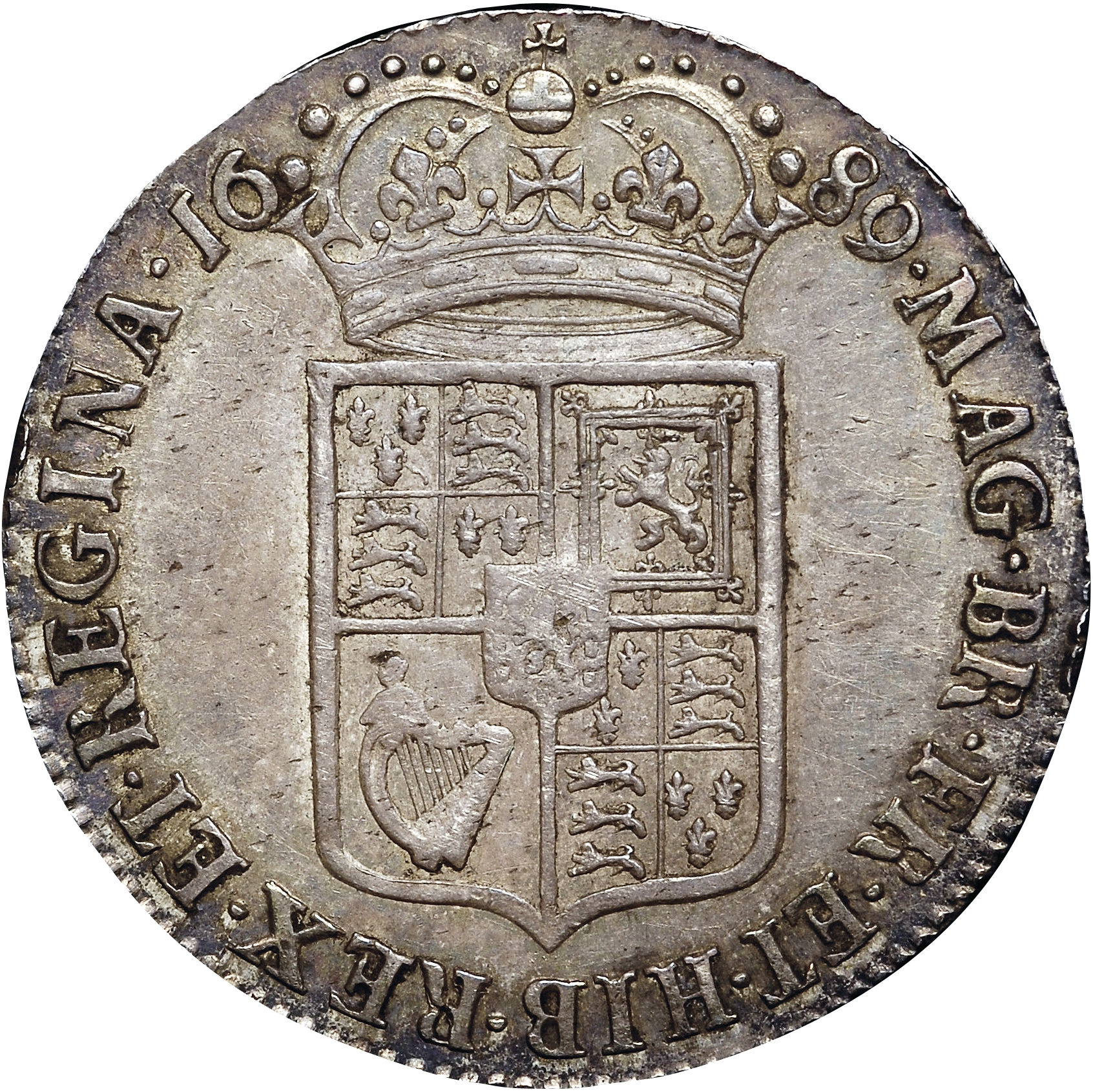 ½ Crown - William and Mary 1st busts; 2nd shield