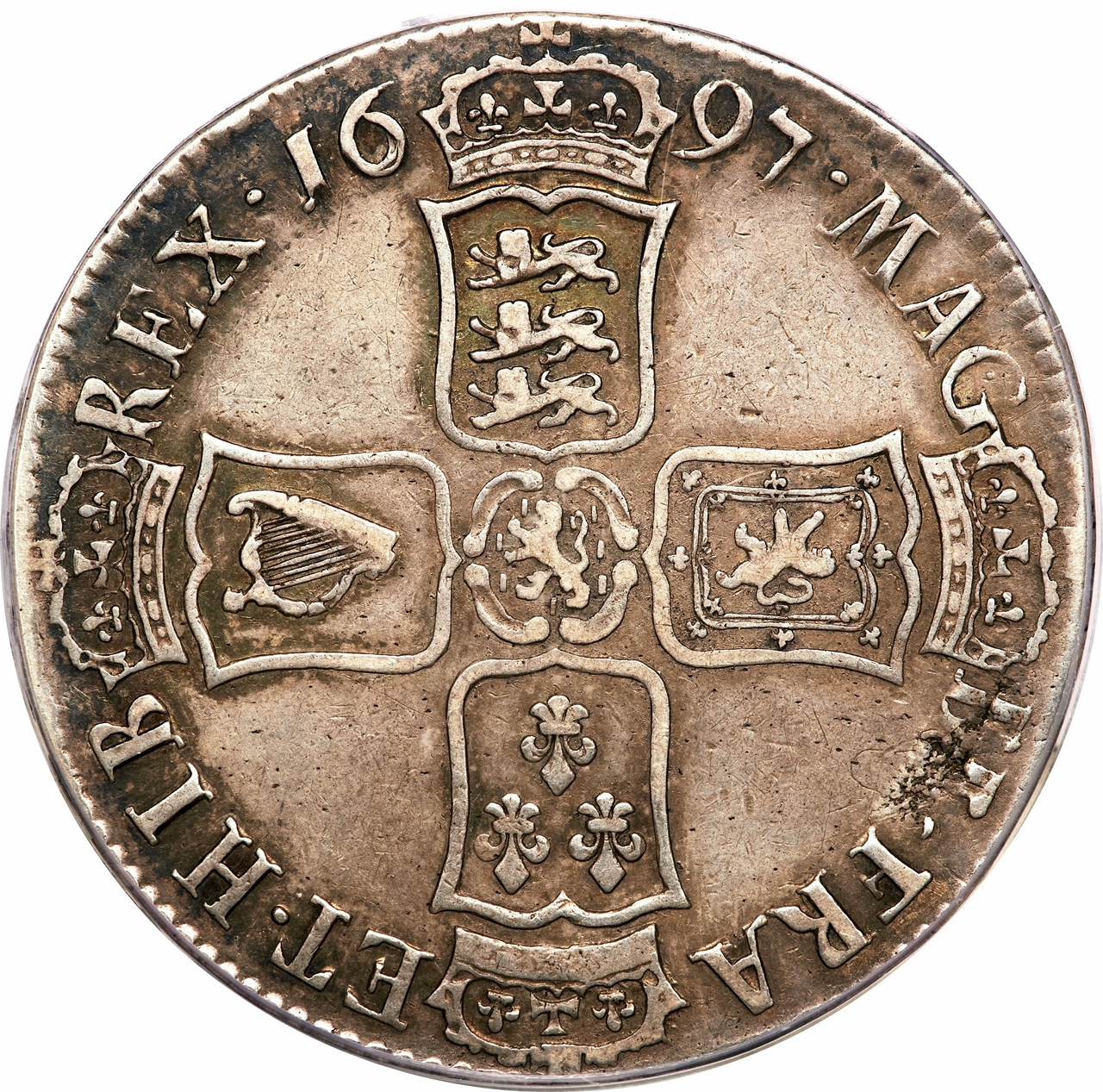 1 Crown - William III 3rd bust; 2nd harp