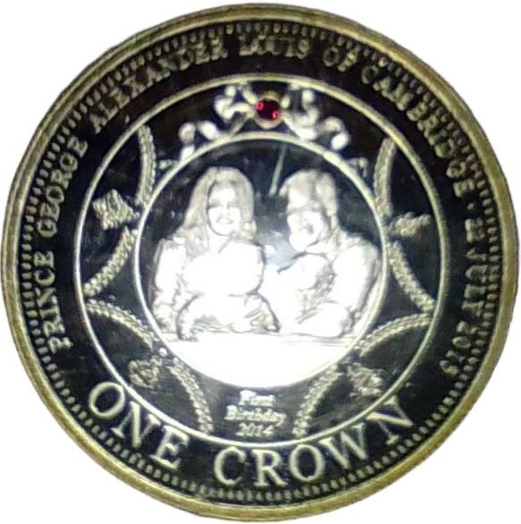 Tristan da Cunha 1 Crown - Elizabeth II Prince George; silver piedfort reverse