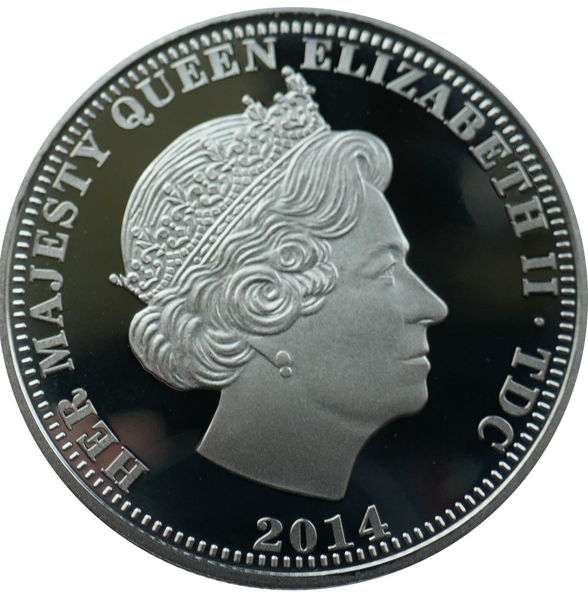 Tristan da Cunha 5 Pounds - Elizabeth II D-Day Anniversary; Silver plated copper nickel obverse