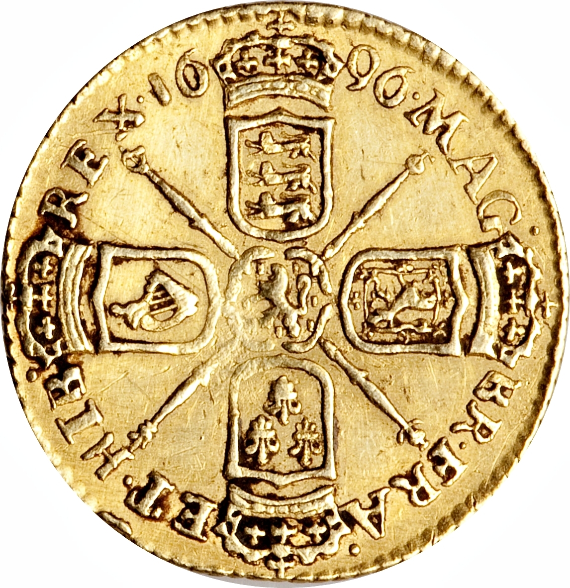 ½ Guinea - William III early harp