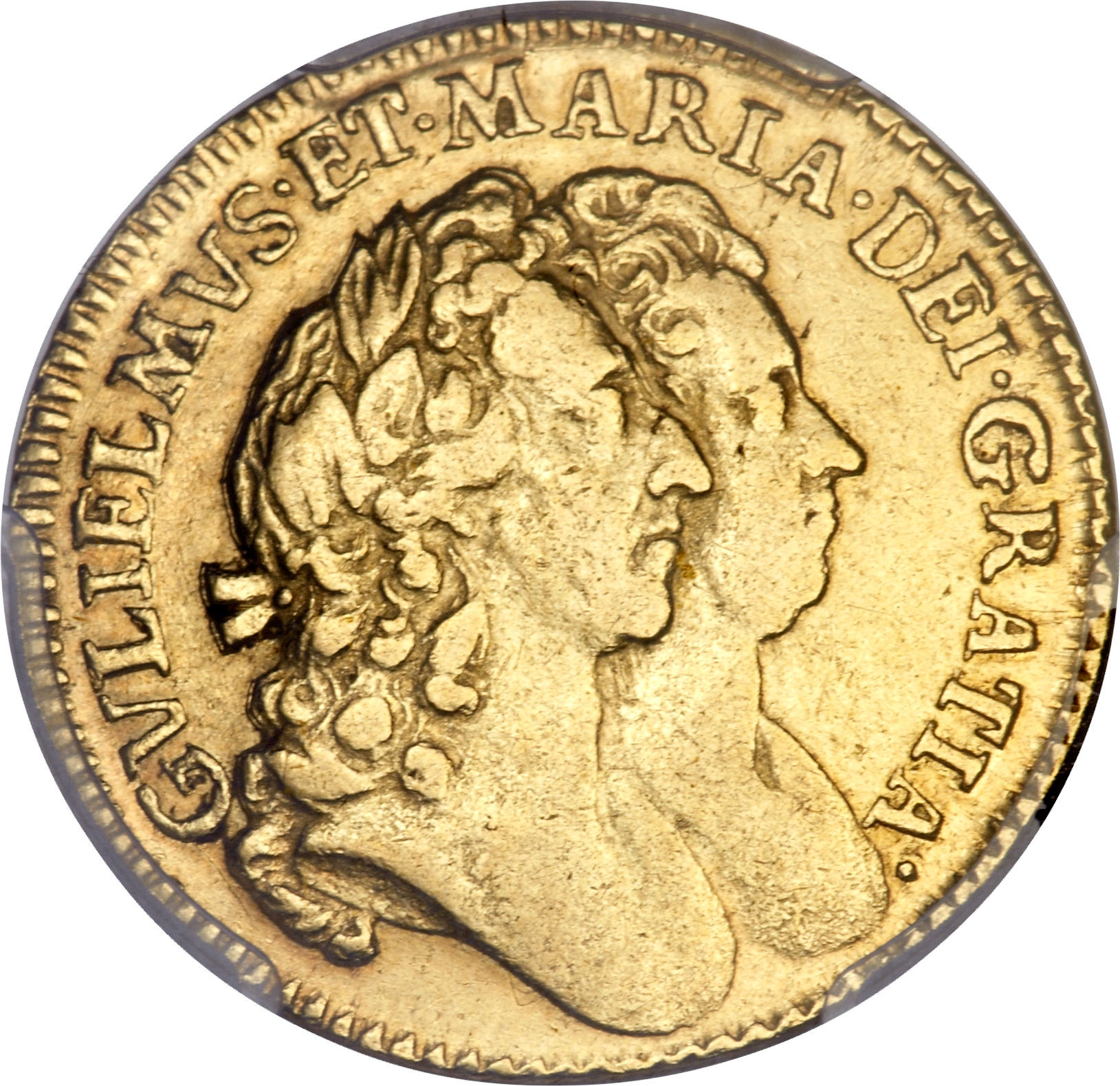 ½ Guinea - William and Mary 2nd busts obverse