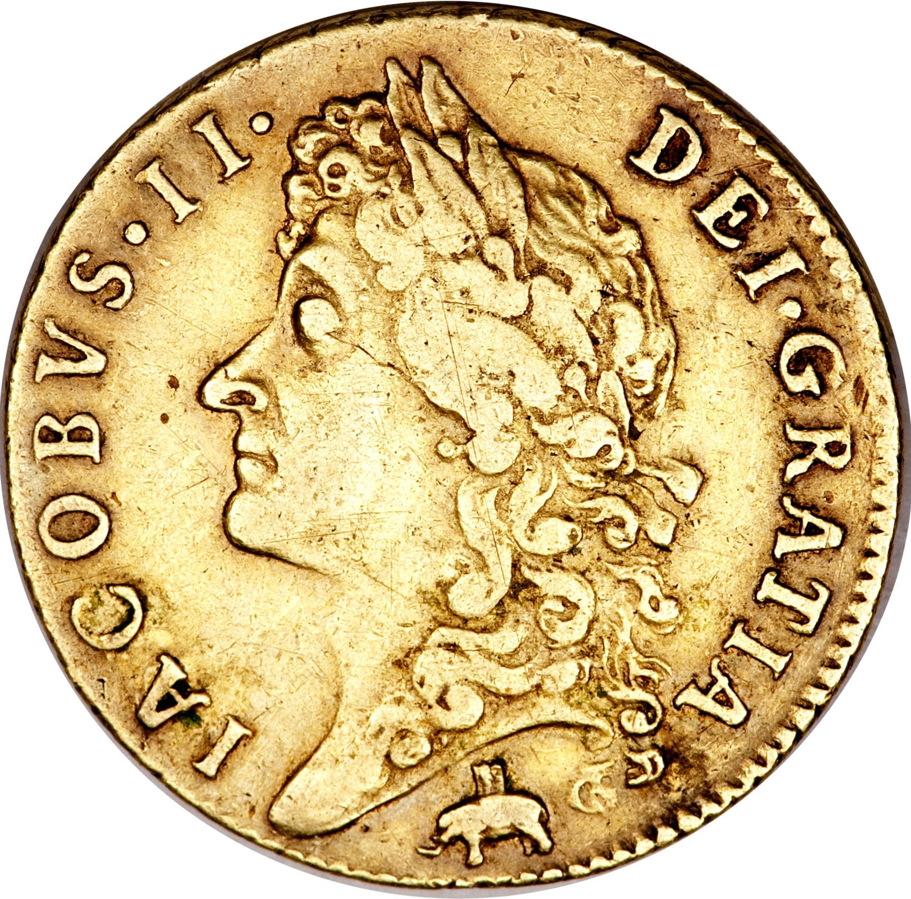 1 Guinea - James II 2nd bust obverse